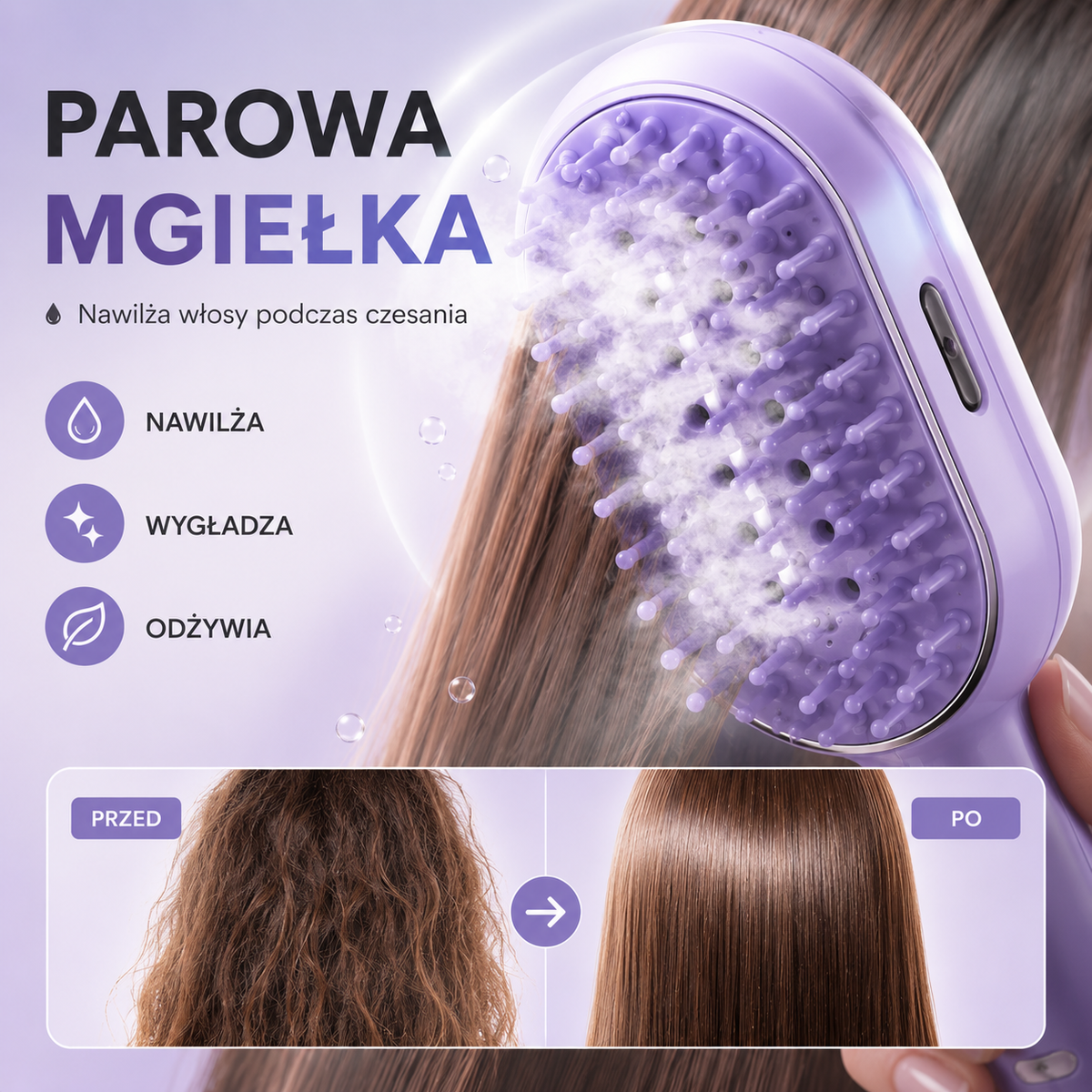 Szczotka do terapii włosów HydraMist™ 3-w-1